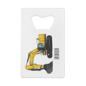 Cartoon van Crawler-graafmachine Creditkaart Flessenopener (Achterkant)