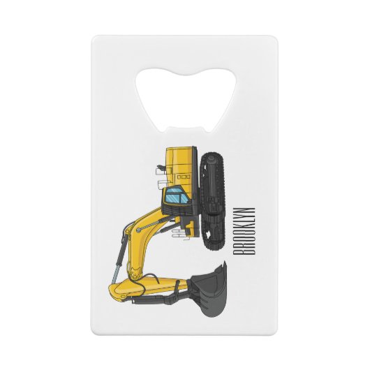 Cartoon van Crawler-graafmachine Creditkaart Flessenopener (Achterkant)