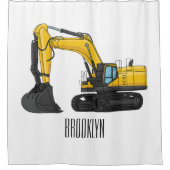 Cartoon van Crawler-graafmachine Douchegordijn (Voorkant)
