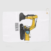 Cartoon van Crawler-graafmachine Golfhanddoek (Horizontaal)