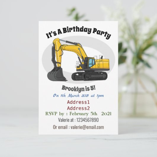 Cartoon van Crawler-graafmachine Kaart (Staand voorkant)