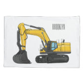 Cartoon van Crawler-graafmachine Kussensloop (Achterkant)