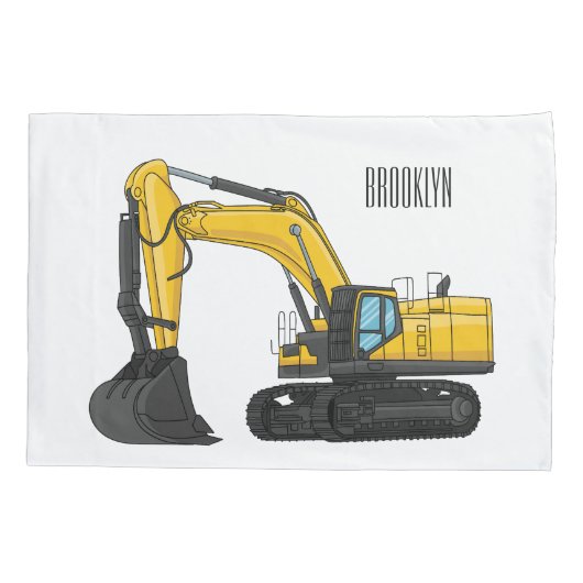 Cartoon van Crawler-graafmachine Kussensloop (Achterkant)