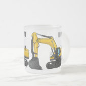 Cartoon van Crawler-graafmachine Matglas Koffiemok (Voorkant rechts)