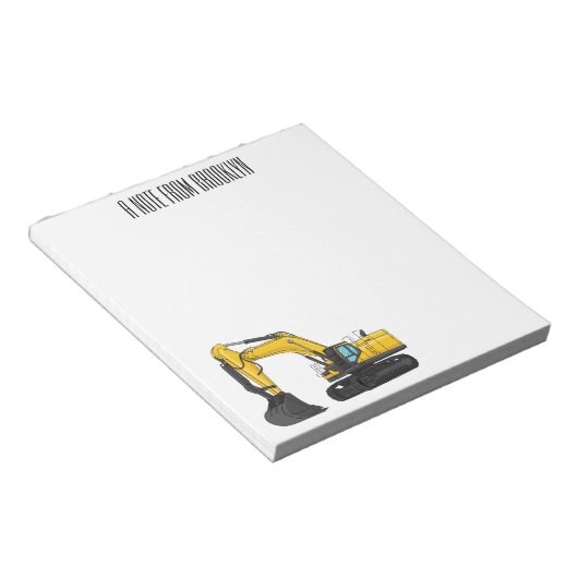 Cartoon van Crawler-graafmachine Notitieblok (Schuin)