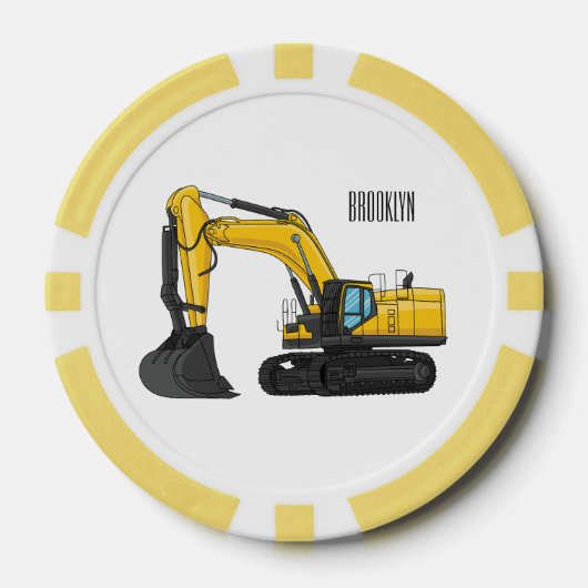 Cartoon van Crawler-graafmachine Poker Chips (Voorkant)