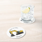 Cartoon van Crawler-graafmachine Ronde Kartonnen Onderzetter (Insitu)