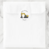 Cartoon van Crawler-graafmachine Ronde Sticker (Tas)
