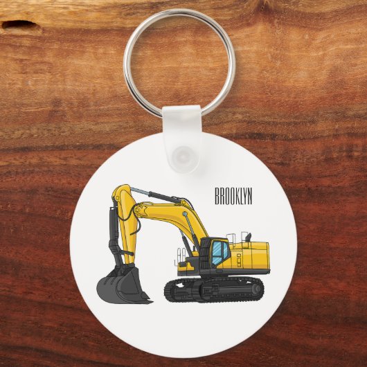 Cartoon van Crawler-graafmachine Sleutelhanger (Voorkant)
