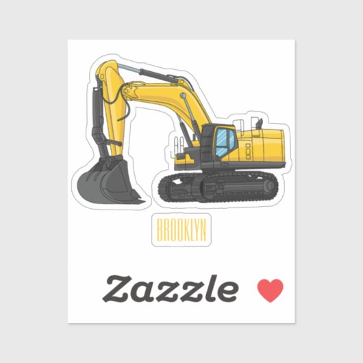 Cartoon van Crawler-graafmachine Sticker (Vel)