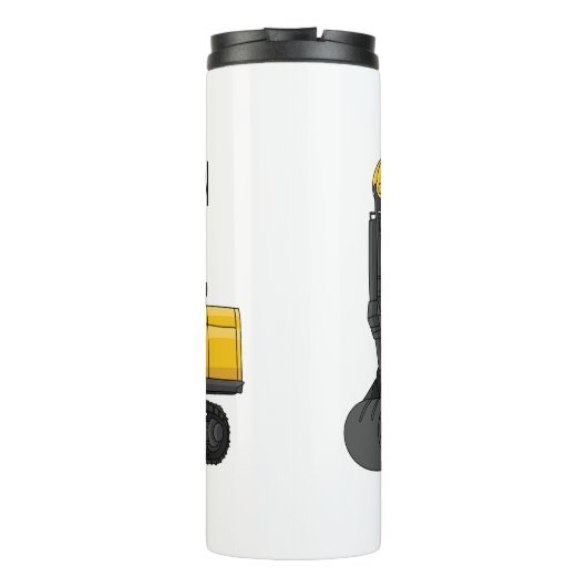 Cartoon van Crawler-graafmachine Thermosbeker (Achterkant)