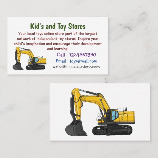 Cartoon van Crawler-graafmachine Visitekaartje (Voorkant / Achterkant)