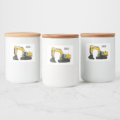 Cartoon van Crawler-graafmachine Voedselcontainer Etiket (Flessen)