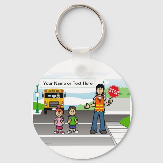 Cartoon van Crossing Guard door PrintedPerfection. Sleutelhanger (Voorkant)