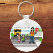 Cartoon van Crossing Guard door PrintedPerfection. Sleutelhanger (Voorkant)