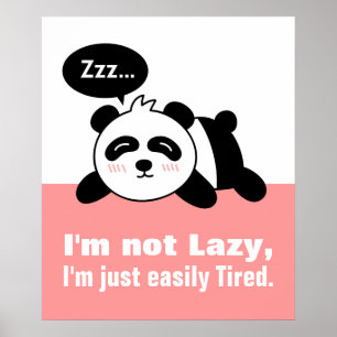 Cartoon van Cute en Lazy Panda Poster