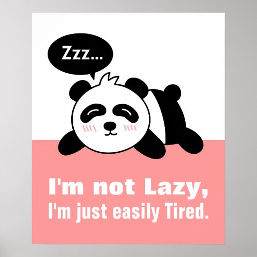 Cartoon van Cute en Lazy Panda Poster (Voorkant)