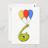 cartoon van de 6e verjaardag. briefkaart (Voorkant / Achterkant)