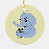 Cartoon van de acute olifant keramisch ornament (Achterkant)