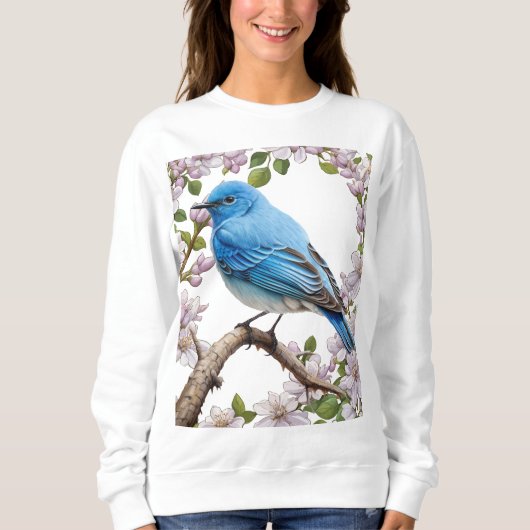 Cartoon van de bergblauwe vogel met Syringa Trui (Voorkant)