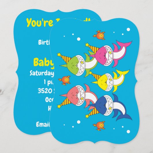 Cartoon van de Cute Shark Family Kaart (Voorkant / Achterkant)