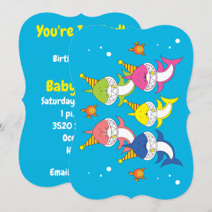 Cartoon van de Cute Shark Family Kaart