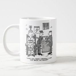 Cartoon van de defecte elektrische stoel - Funny Grote Koffiekop