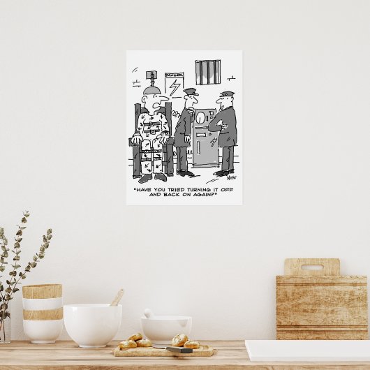 Cartoon van de defecte elektrische stoel - Funny Poster (Keuken)