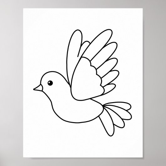 Cartoon van de Dove Bird Colour Page Poster (Voorkant)