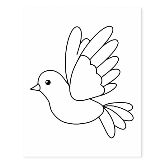 Cartoon van de Dove Bird Colour Page Rubberstempel (Afrduk)