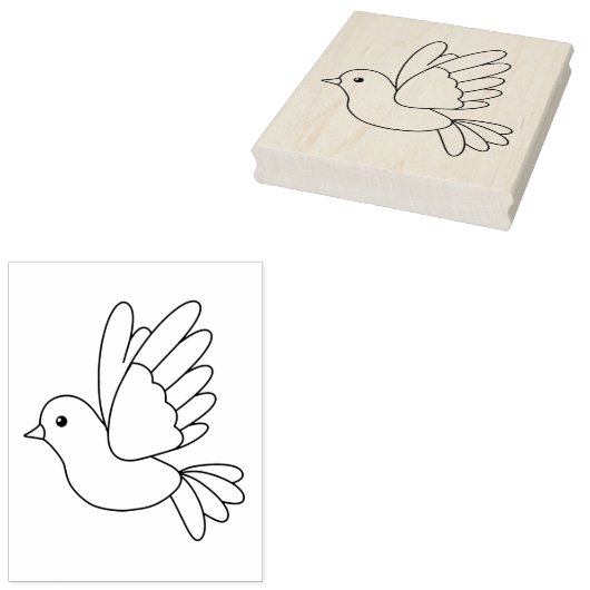 Cartoon van de Dove Bird Colour Page Rubberstempel (Gestempeld)