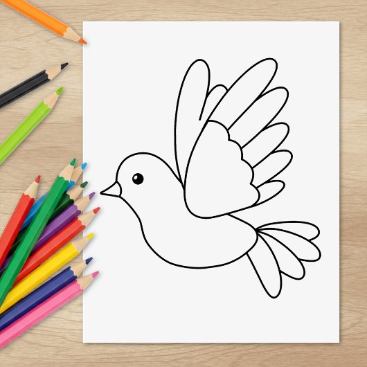 Cartoon van de Dove Bird Colour Page Rubberstempel