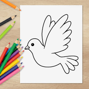 Cartoon van de Dove Bird Colour Page Rubberstempel