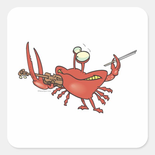 cartoon van de gekke krab vierkante sticker (Voorkant)