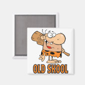 cartoon van de grappige oude school skool caveman magneet (Voorkant / Achterkant)