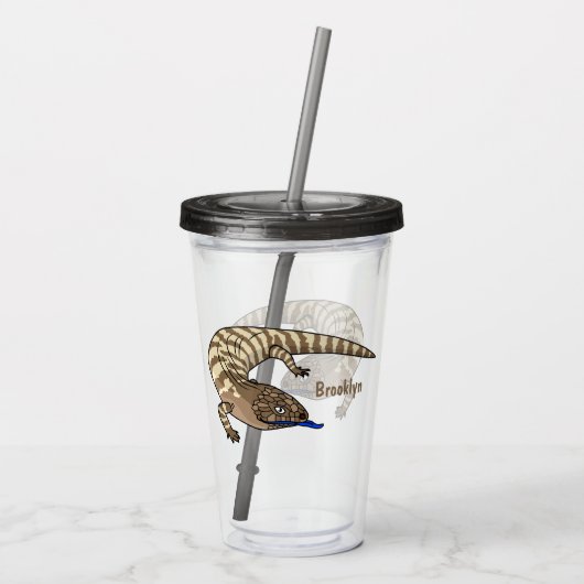 Cartoon van de hagedis acryl drinkbeker (Achterkant)