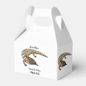 Cartoon van de hagedis bedankdoosjes (Achterkant)
