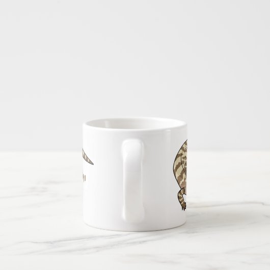 Cartoon van de hagedis espresso kop (Achterkant)