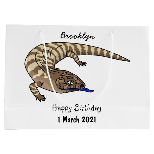 Cartoon van de hagedis groot cadeauzakje (Achterkant)