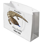 Cartoon van de hagedis groot cadeauzakje (Achterkant Gekanteld)