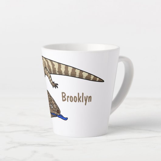 Cartoon van de hagedis latte mok (Rechterhoek)