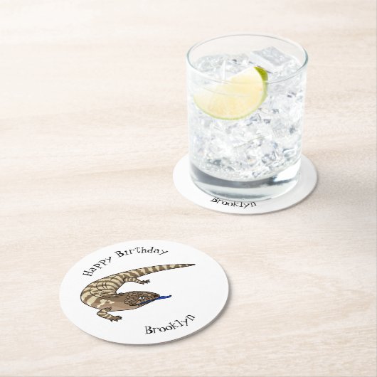 Cartoon van de hagedis ronde kartonnen onderzetter (Insitu)