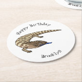 Cartoon van de hagedis ronde kartonnen onderzetter (Gebogen)