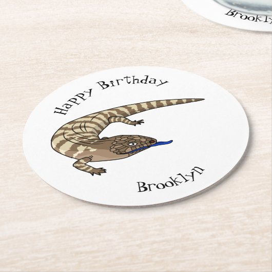 Cartoon van de hagedis ronde kartonnen onderzetter (Gebogen)