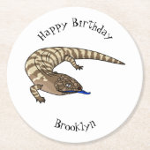 Cartoon van de hagedis ronde kartonnen onderzetter (Voorkant)