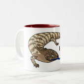 Cartoon van de hagedis tweekleurige koffiemok (Voorkant links)