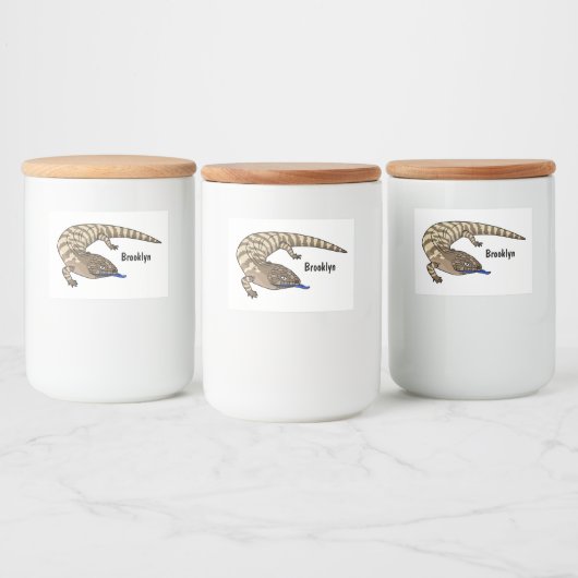 Cartoon van de hagedis voedselcontainer etiket (Flessen)