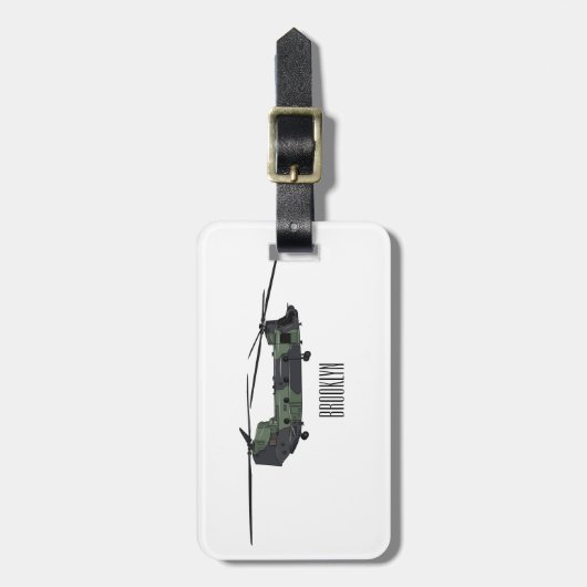 Cartoon van de helikopter van het Chinese leger Bagagelabel (Voorkant verticaal)