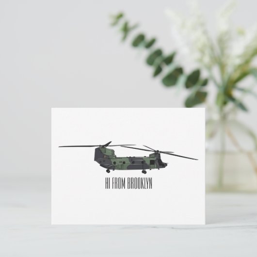 Cartoon van de helikopter van het Chinese leger Briefkaart (Staand voorkant)