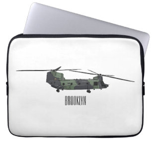 Cartoon van de helikopter van het Chinese leger Laptop Sleeve